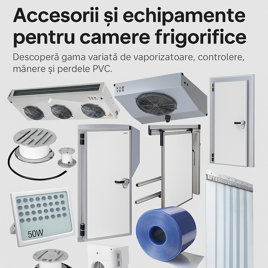 Accesorii și echipamente pentru camere frigorifice – Uși, vaporizatoare, perdele PVC, iluminat LED | Frigo-Shop.ro